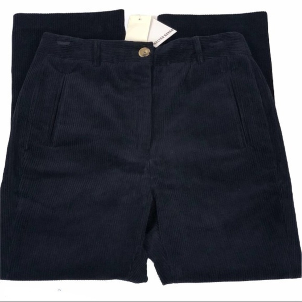Women Cropped Corduroy Pants - NWT Walter Baker Jenna | Size 4 | Navy